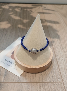 手工编织银盘缠手串实心足银红绳纯银手链手绳情侣男女生礼物编绳