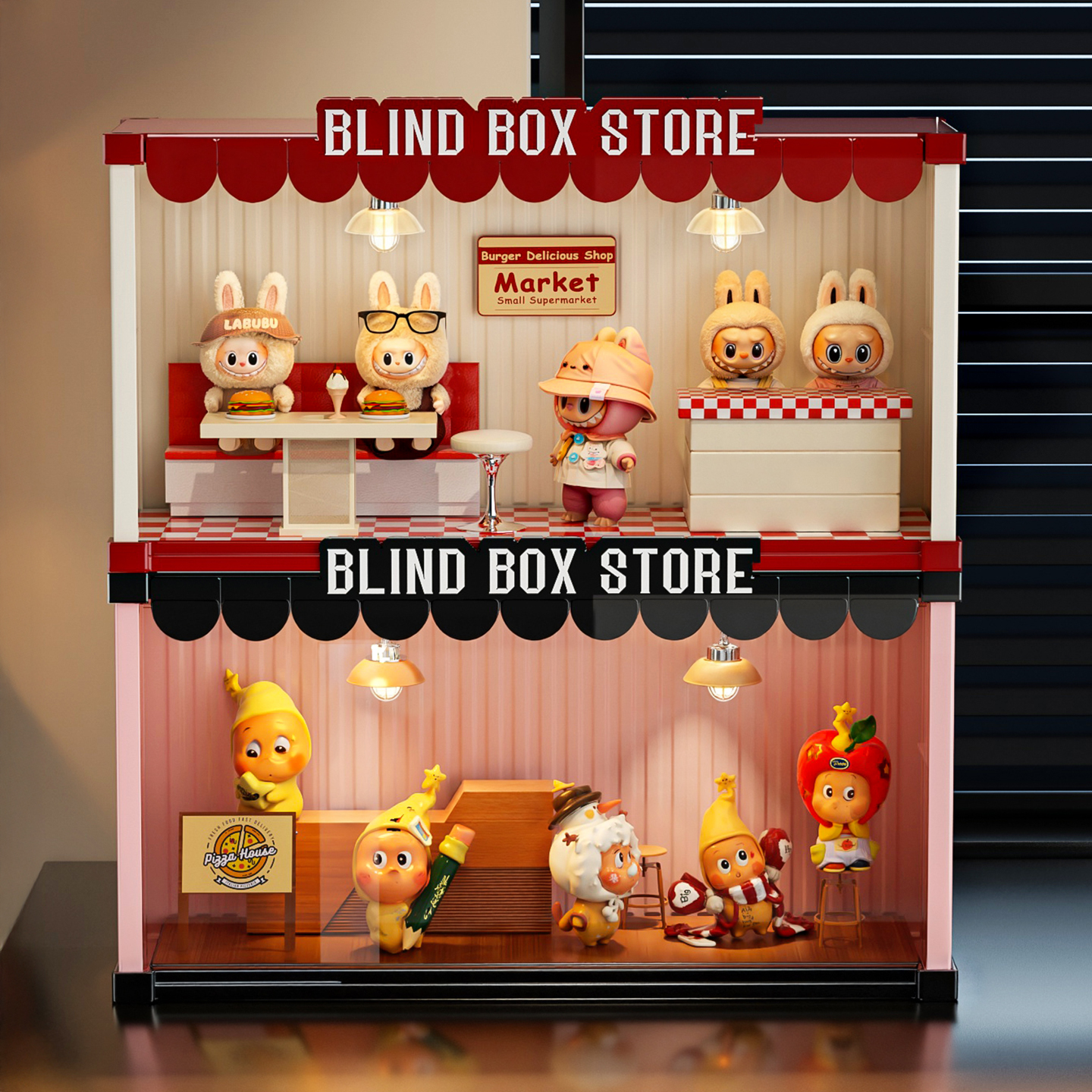 Labubu blind box storage box star man display cabinet