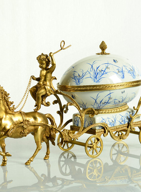 陶瓷配铜欧式创意客厅糖果盒选