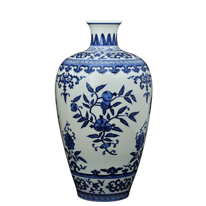 景德镇陶瓷画精品仿古青花瓷花瓶 纯手工制作绘瓷器家居装饰摆件