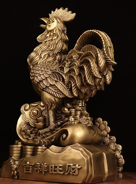 纯铜公鸡摆件吉祥旺财铜鸡金鸡摆件房屋正西缺角补角吉祥物装饰品