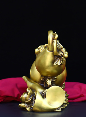 纯铜佛手葫芦摆件福禄在手家居玄关酒柜装饰手中有福黄铜吉祥葫芦