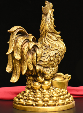 铜鸡摆件黄铜公鸡金鸡元宝鸡家居生肖吉祥物客厅装饰品工艺品摆设