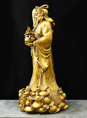 纯铜关帝神威协刀握刀关公武财神摆件家居办公室装饰乔迁开业礼品