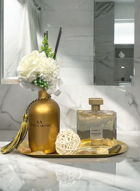 轻奢样板间大理石瓷砖厕所浴室柜