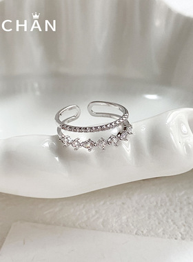 百搭森系微水滴锆石开口可调戒指