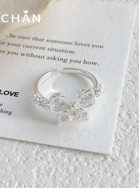 轻奢小清新蝴蝶锆石开口戒指