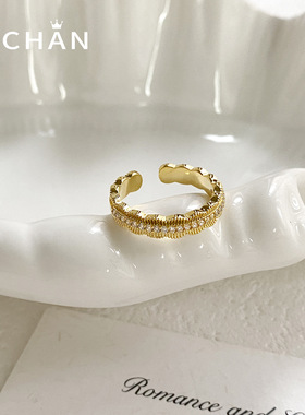 复古小香风锆石开口可调戒指