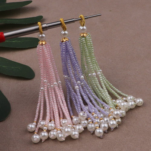 宋锦多色吊坠diy压襟配件饰品挂件国风流苏穗子古风包挂珠子流苏 - 图2