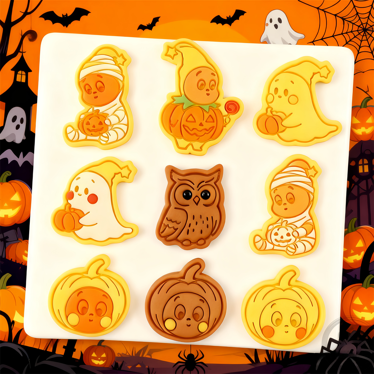 星星人万圣节饼干模具泡泡玛特幽灵南瓜石塑黏土冰箱贴曲奇印模 - 图0