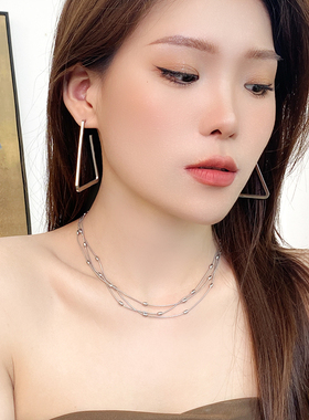 小众设计感三层钛钢锁骨链