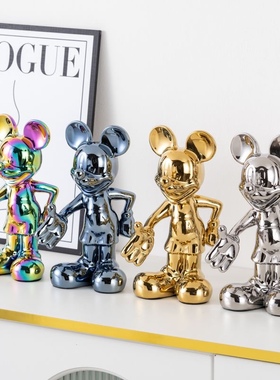 网红卡通米奇摆件简约轻奢创意米老鼠公仔客厅玄关酒柜电视柜装饰