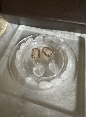 天然白水晶爱心女款单圈手链送女友闺蜜生日礼物