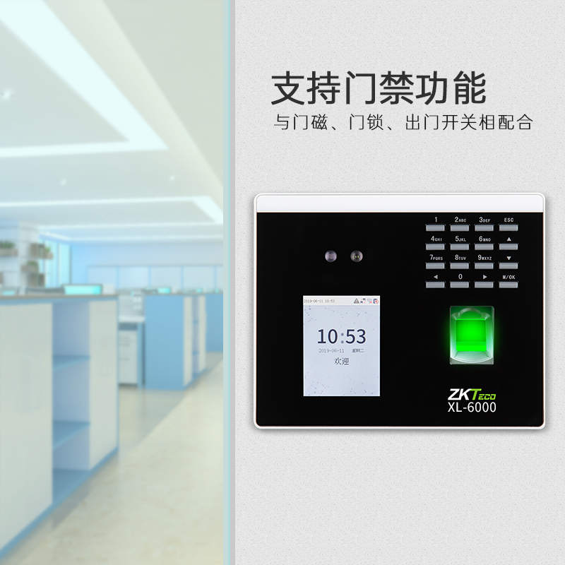 zkteco动态人脸识别xl-6000打卡机 控勤办公考勤门禁