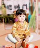 Годованяя девочка платье весна и летняя 100-дневная банкетная сумка P одежда национальный стиль годовалый детская одежда Годовалый китайский стиль