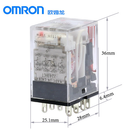 欧姆龙新型小型继电器 MY4N-GS AC24V 4开4闭 14脚3A 代替MY4N-J - 图2