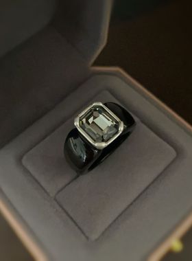 新款树脂亚克力系列戒指黑色复古小众个性设计高级感气质百搭指环