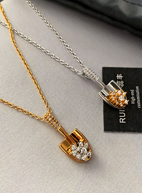 独特设计金银色小铲子长款项链女毛衣链2025新爆款轻奢小众高级感