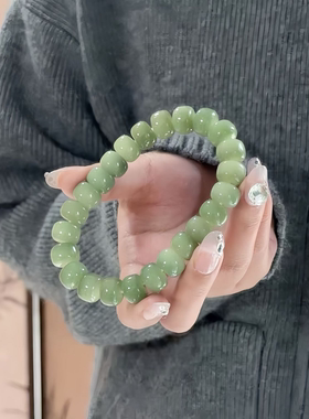 青提奶绿原生态菩提手串药片单圈