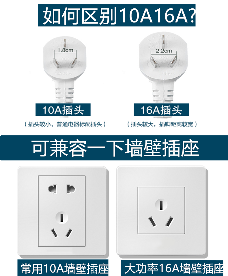 公牛空调10A转16A插座转换器插板接线板16安大功率大三孔家用排插