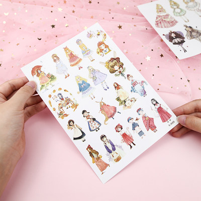 手帐贴纸古风可爱人物卡通少女小清新文艺韩国手账素材装饰贴画 虎窝淘
