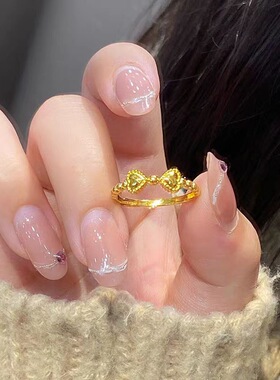 古法仿真黄金色在逃公主开口戒指