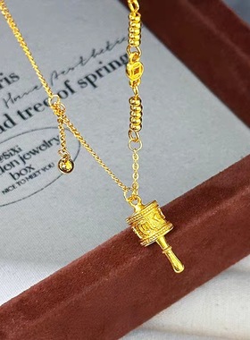 金店同款仿真黄金转金筒项链