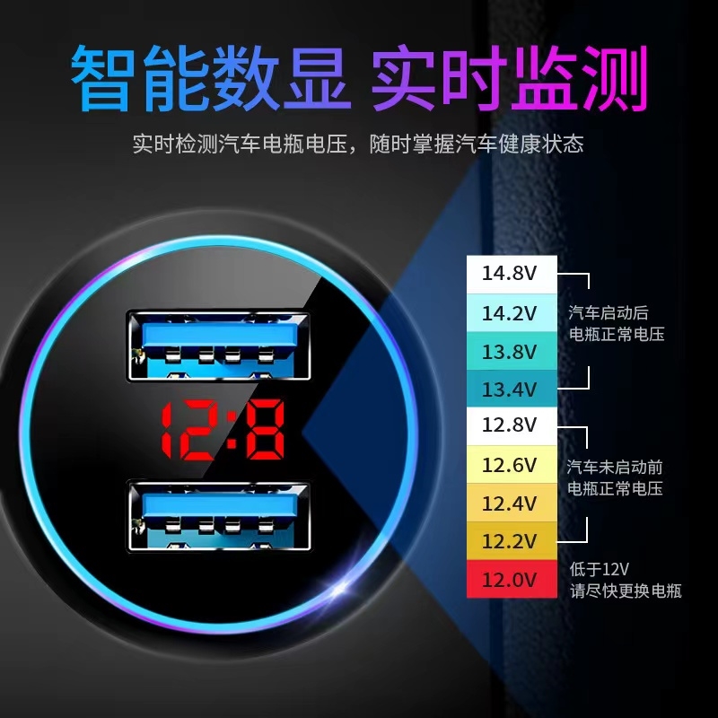 荣威RX5/I5/I6/RX8/RX3/ei5新款车载充电器数显车充 usb 120W快充 - 图2