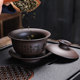 Purple sand large and small single hand-engraved Kung Fu tea set