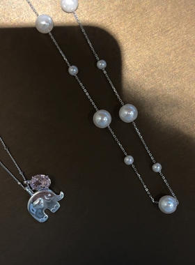 925纯银人造珍珠 赵露思同款珍珠项链 多种戴法 百搭时尚间隔珍珠