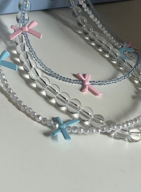 福利款韩国进口东大门蝴蝶结项链甜美高级感轻奢配饰项链锁骨链女
