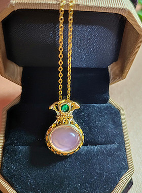 遇玉金钱福袋女玉髓吊坠项链挂件