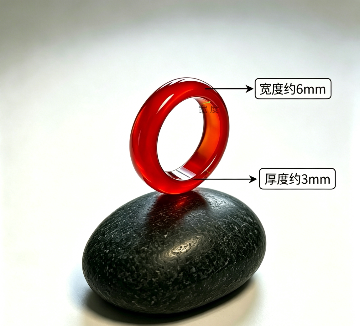 Red agate round ring for women versatile chalcedony ring
