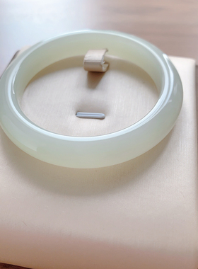 59.1圈口-晴水色-平安镯-青海料-天然和田玉手镯-梧桐家