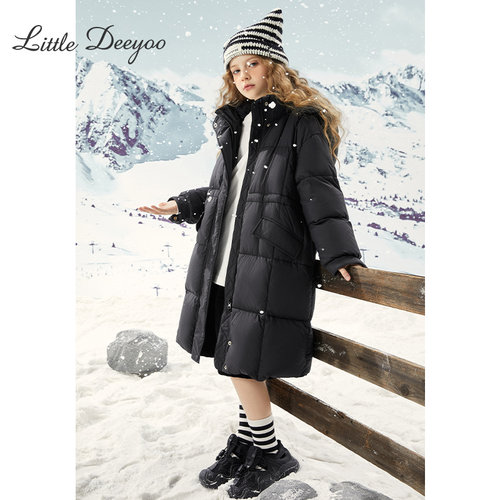 女童中长款羽绒服2025冬季新款洋气过膝保暖极寒加厚儿童冬装外套 - 图3