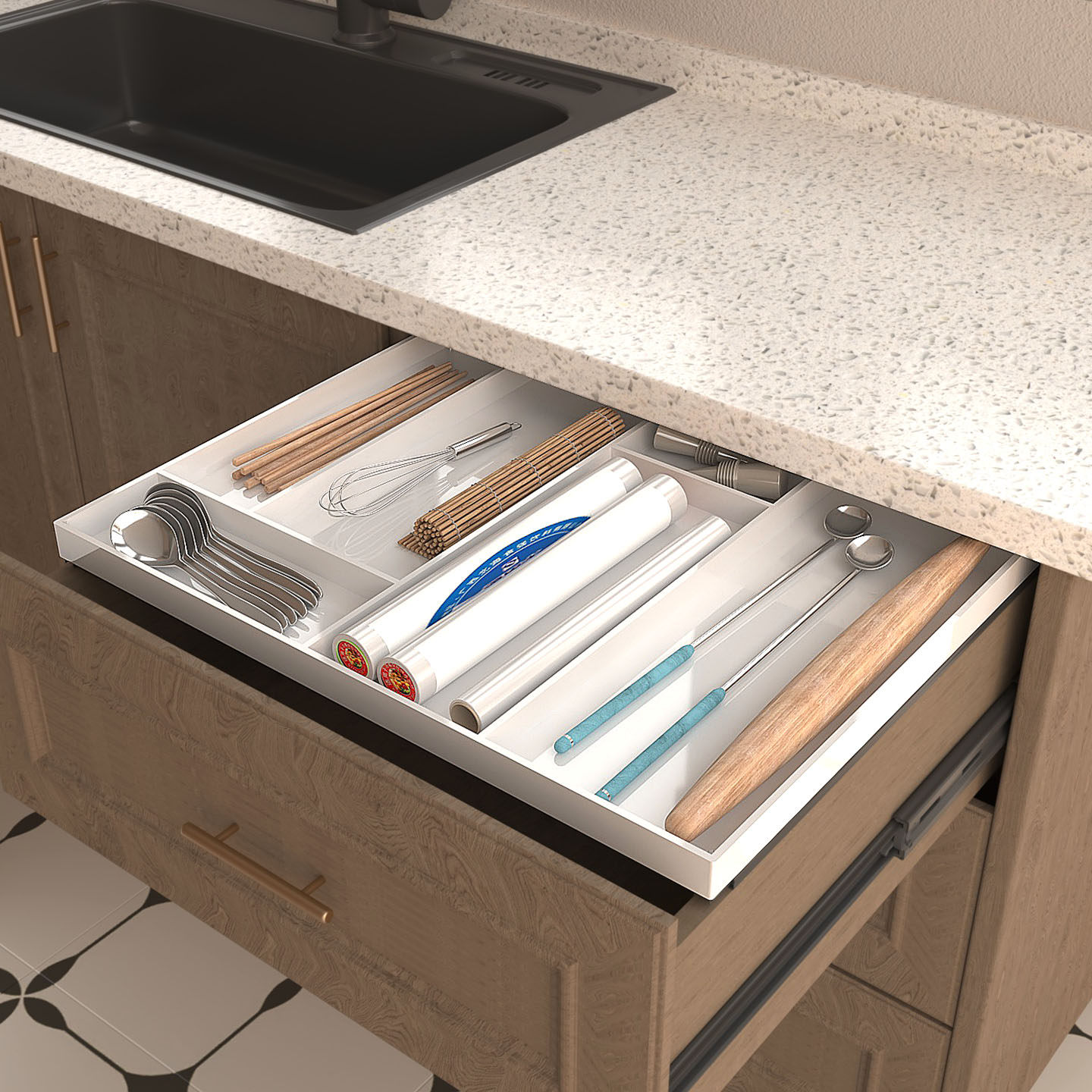 亚克力收纳分格托盘餐具分类整理抽屉拉篮改造抽中抽带细双向轨道,淘宝优惠券,粉丝福利购,淘宝优惠卷