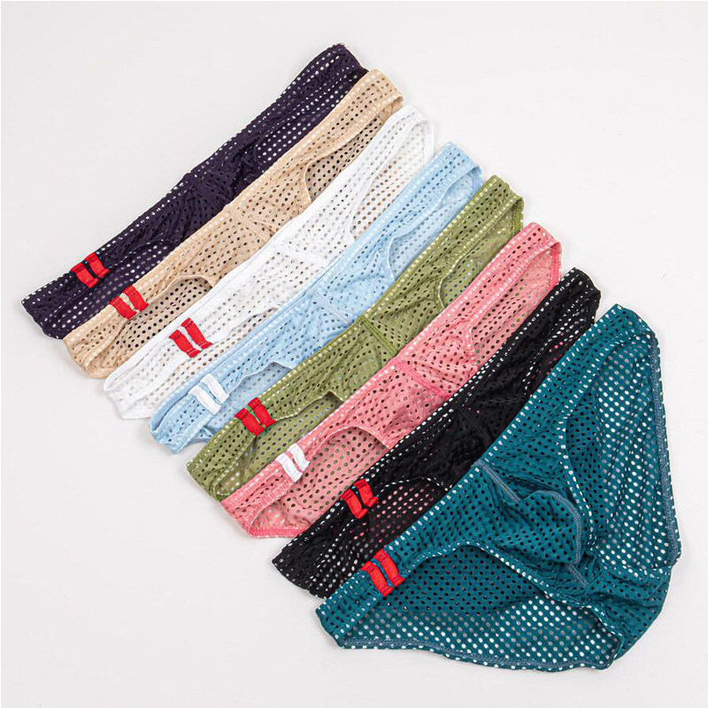 男士大囊袋三角网孔网眼内裤性感透气镂空网纱半透明低腰裤衩裤头,淘宝优惠券,粉丝福利购,淘宝优惠卷