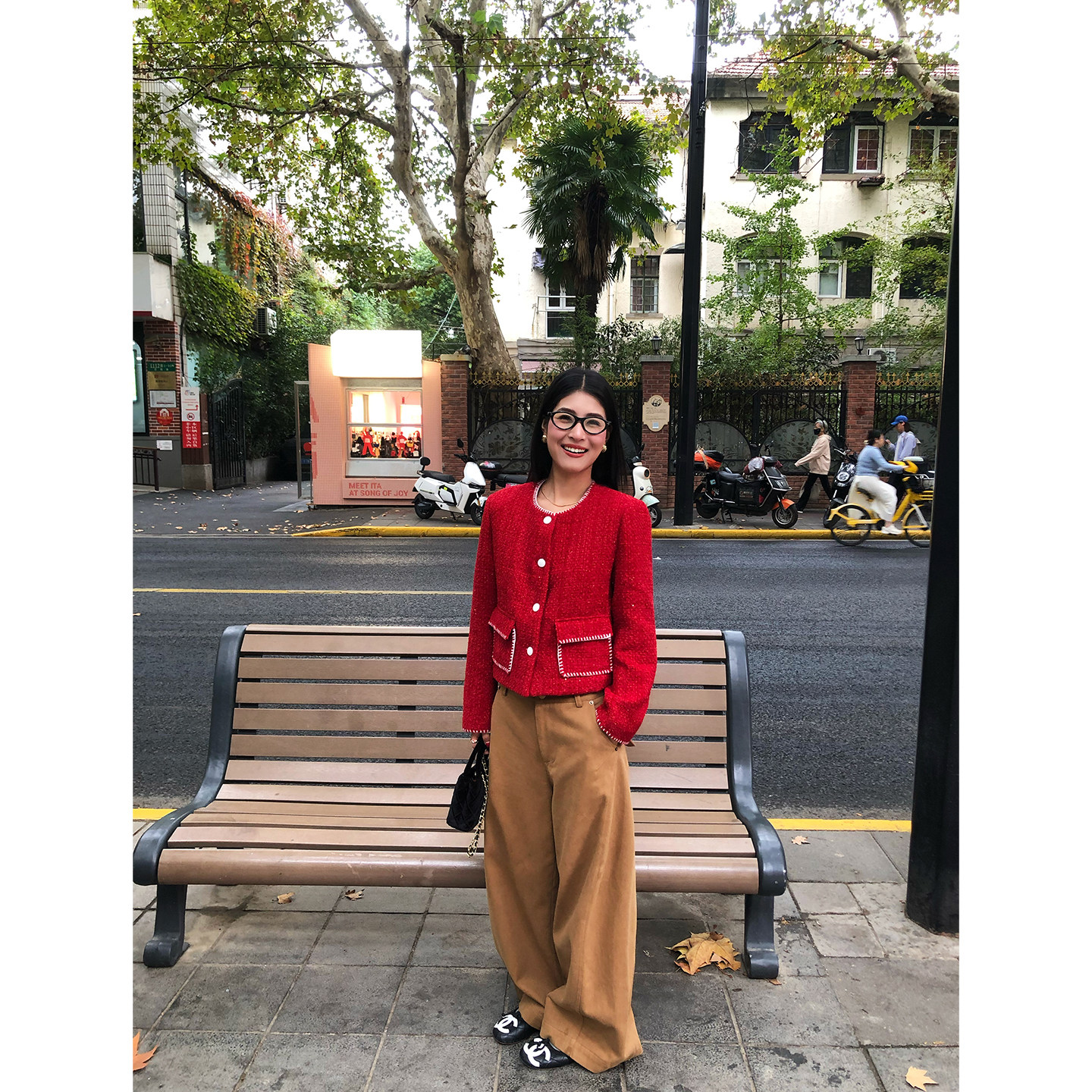 今屿花花 红色短款毛呢外套女2025年新款加厚夹棉小香风呢子外套,淘宝优惠券,粉丝福利购,淘宝优惠卷