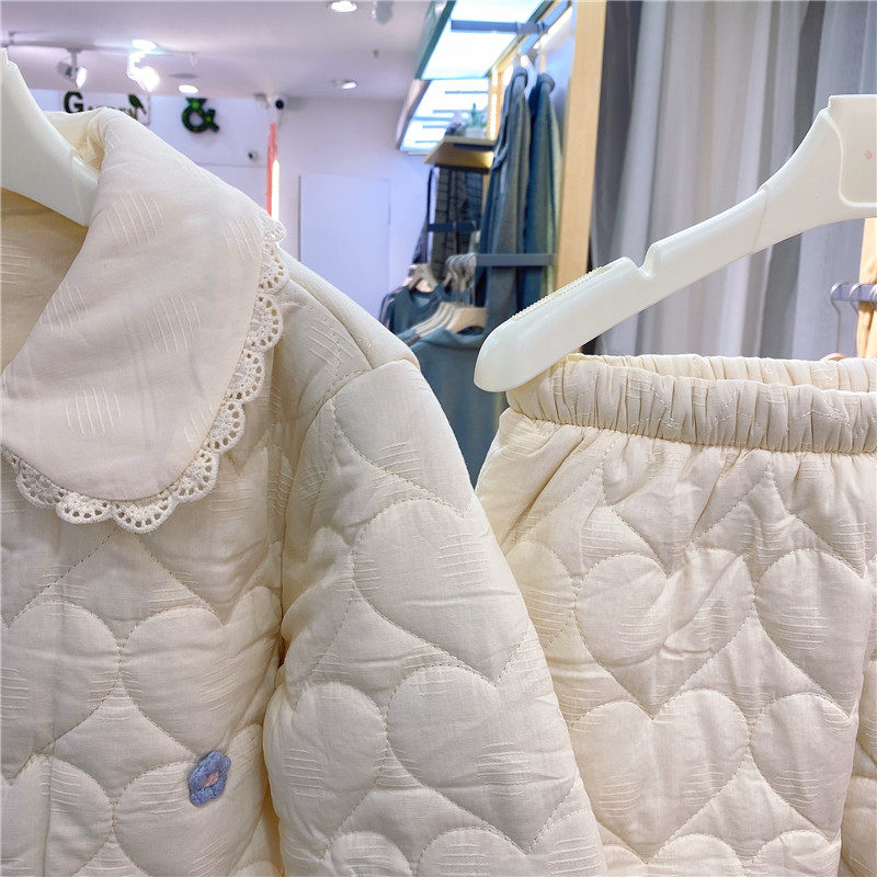 安之伴睡衣女冬季新款加厚梭织提花纯棉夹棉甜美减龄少女家居服套,淘宝优惠券,粉丝福利购,淘宝优惠卷