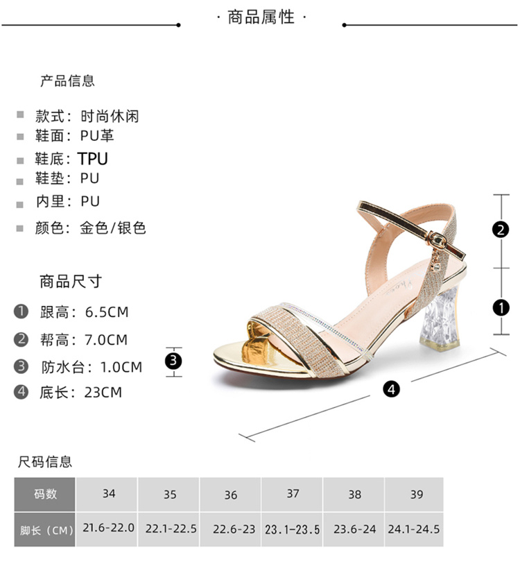 盾狐D98085夏季新款夏天中跟高跟粗跟鱼嘴凉鞋一字带鞋时尚女鞋子