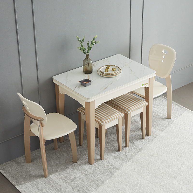 亮光岩板餐桌小户型家用餐桌椅组合多功能J伸缩折叠W饭桌省空间4 - 图3