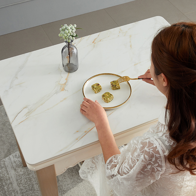 亮光岩板餐桌小户型家用餐桌椅组合多功能J伸缩折叠W饭桌省空间4 - 图2