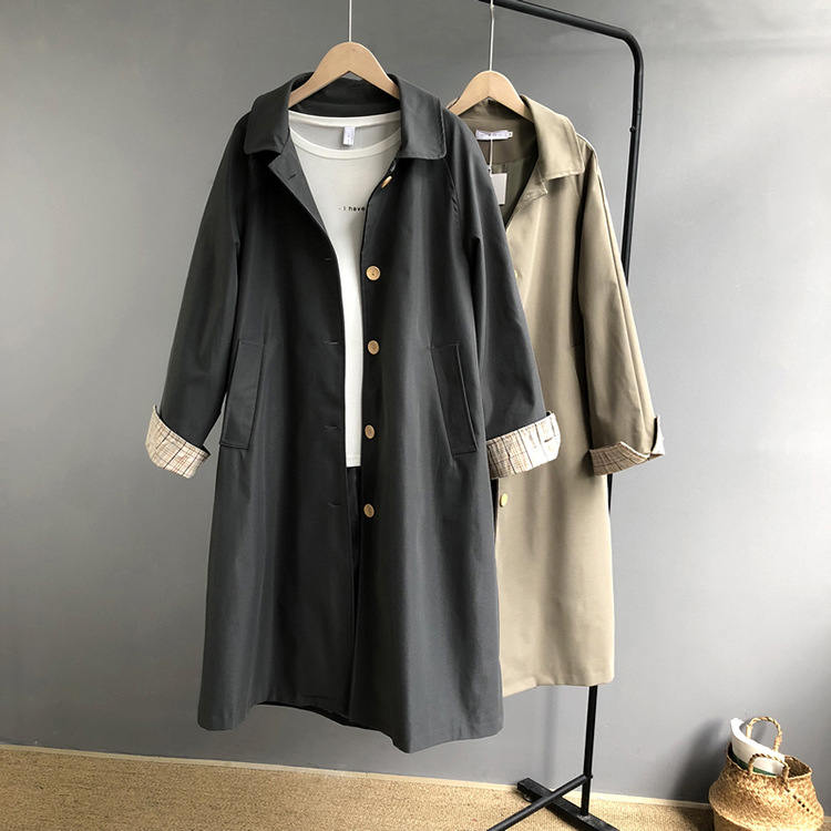 宽松复古冷系学生中长款风衣外套女 春秋新款港味韩版 2019 oversize 宽松复古冷系学生中长款风衣外套女 春秋新款港味韩版 2019 oversize