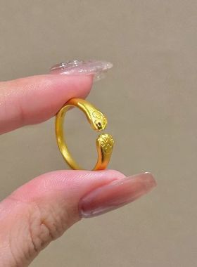 古法传承素圈可爱金色猫爪