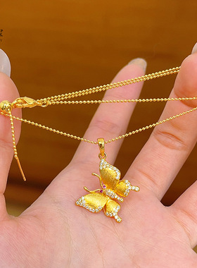 金店同款沙点钻拉丝蝴蝶项