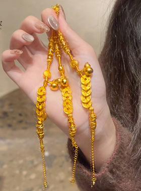 古法沙金五帝钱财神葫芦盘