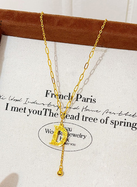 金店同款沙龙鳞字母D项链