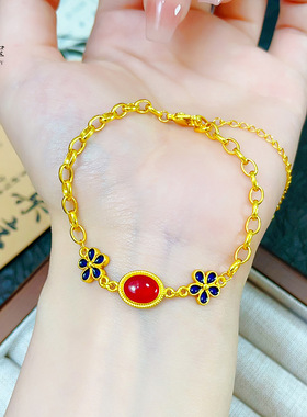 沙金999古法花丝宫阙红色