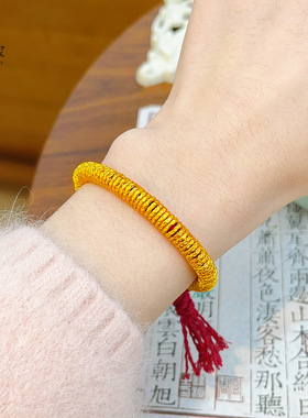 金店同款沙锤纹盘缠红绳手