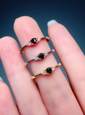 黑曜石宝戒指天然尖晶女开